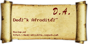 Deák Afrodité névjegykártya